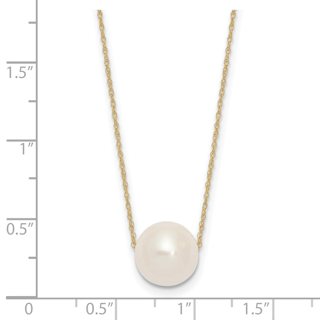 14K 10-11mm Semi-Round White FWC Pearl Rope Necklace