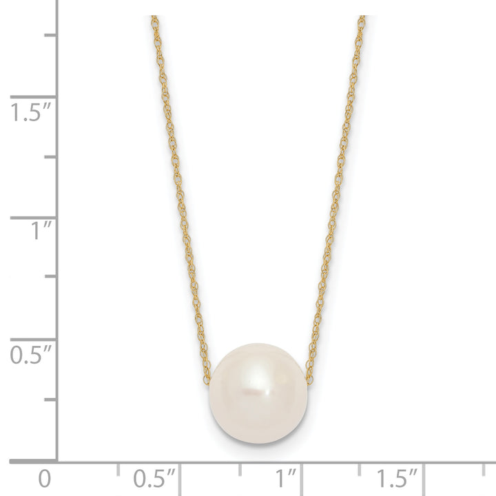 14K 10-11mm Semi-Round White FWC Pearl Rope Necklace