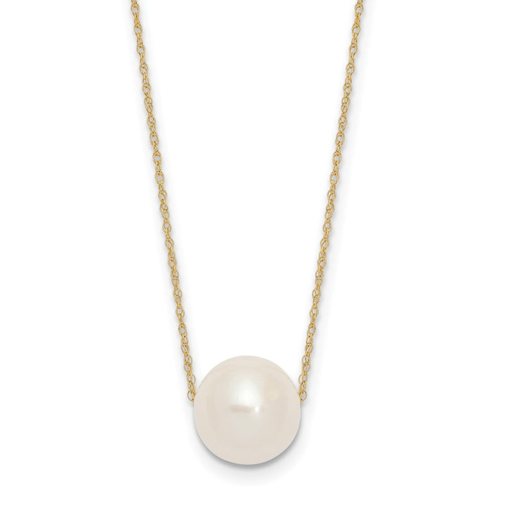 14K 10-11mm Semi-Round White FWC Pearl Rope Necklace