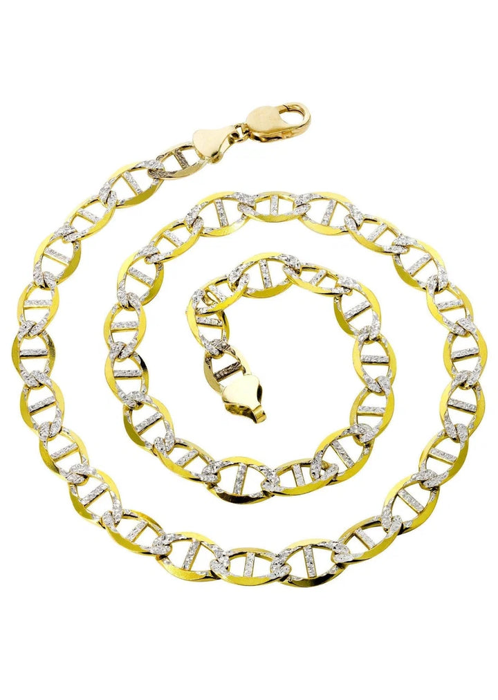 GOLD SOLID DIAMOND CUT MARINER CHAIN 10K / 14K GOLD