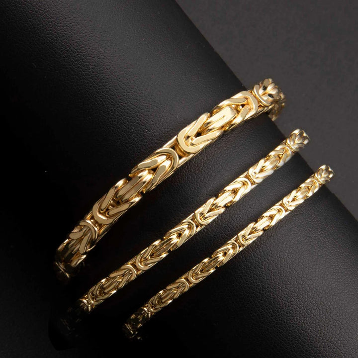 Italian Mens Semi Solid Byzantine Bracelet 10K/14K Yellow Gold