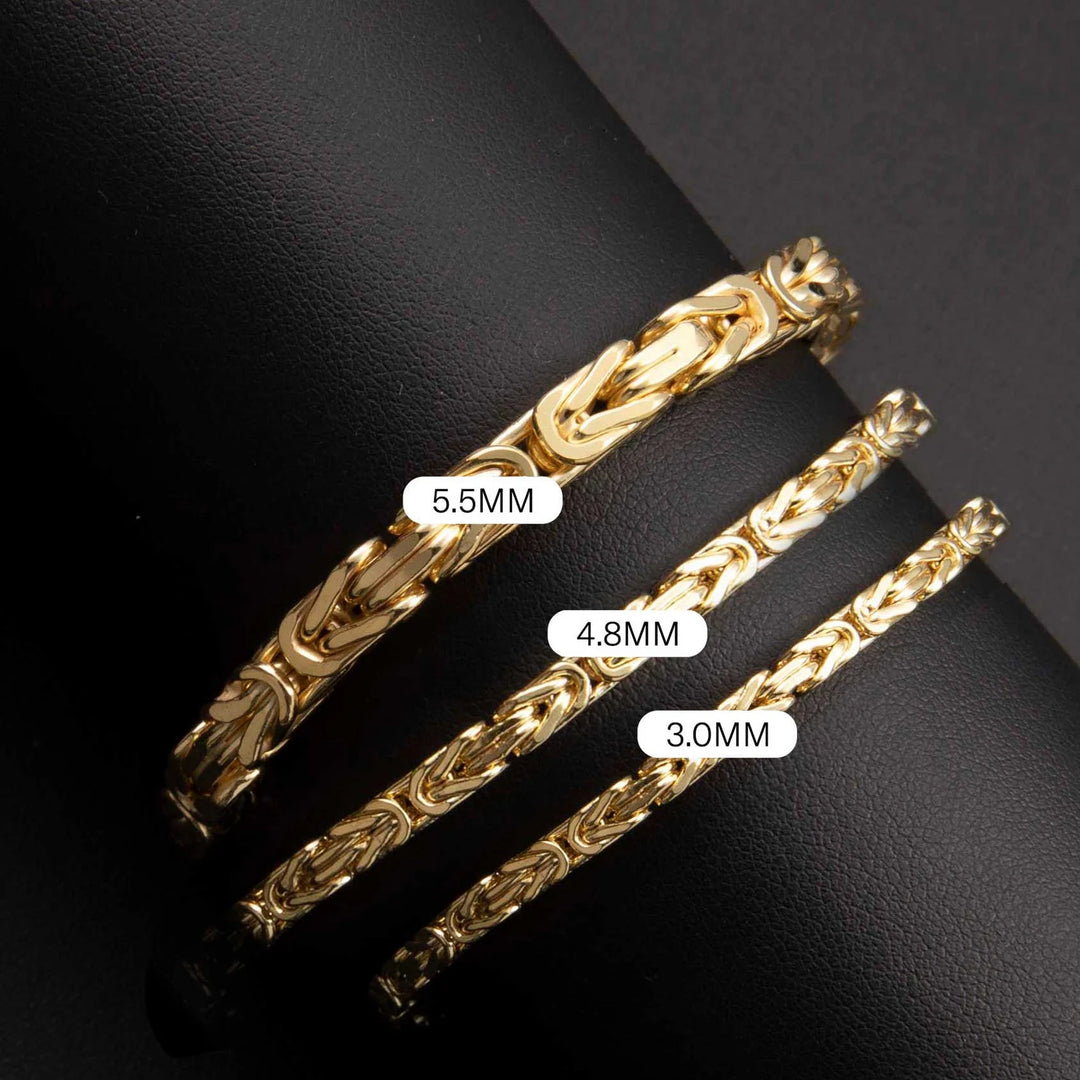 Italian Mens Semi Solid Byzantine Bracelet 10K/14K Yellow Gold