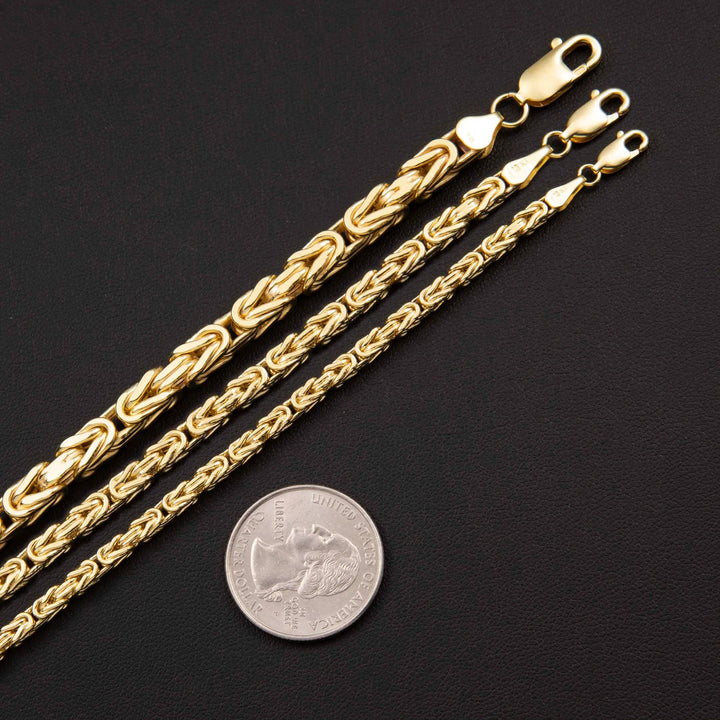 Italian Mens Semi Solid Byzantine Bracelet 10K/14K Yellow Gold