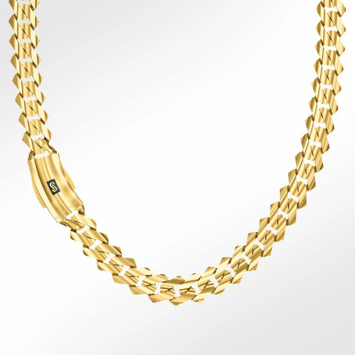 GOLD SEMI SOLID MONACO MIAMI CUBAN LINK CHAINS 10K / 14K GOLD