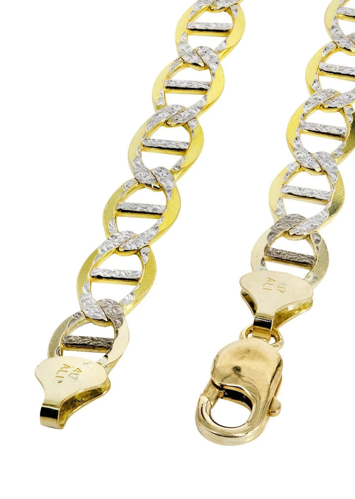 GOLD SOLID DIAMOND CUT MARINER CHAIN 10K / 14K GOLD