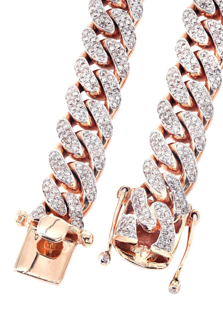 ROSE GOLD NATURAL DIAMOND MIAMI CUBAN LINK CHAIN 10K / 14K GOLD (10MM-20MM)