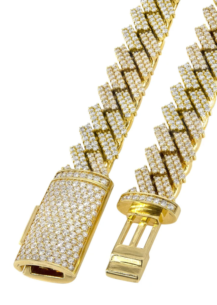 NATURAL DIAMOND MIAMI CUBAN  PRONG-SET  10K/14K CHAIN CUSTOMIZABLE