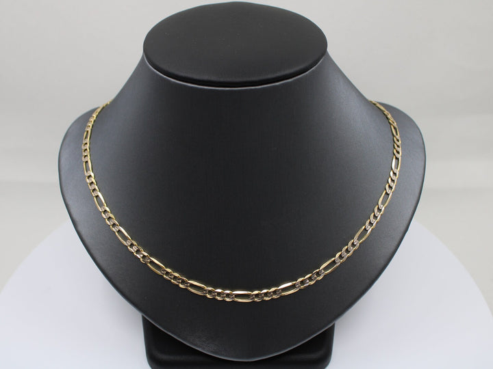 GOLD SOLID DIAMOND CUT FIGARO CHAINS 10K / 14K