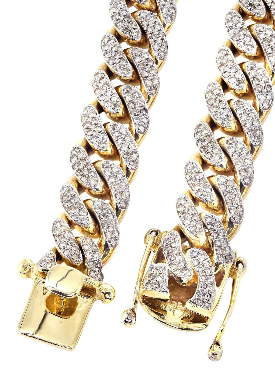 NATURAL DIAMOND MIAMI CUBAN LINK CHAIN 10K / 14K GOLD (10MM-20MM)