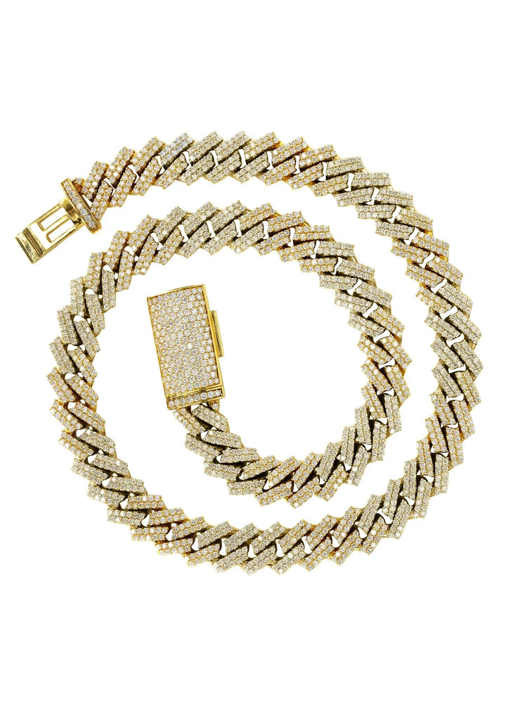 NATURAL DIAMOND MIAMI CUBAN  PRONG-SET  10K/14K CHAIN CUSTOMIZABLE