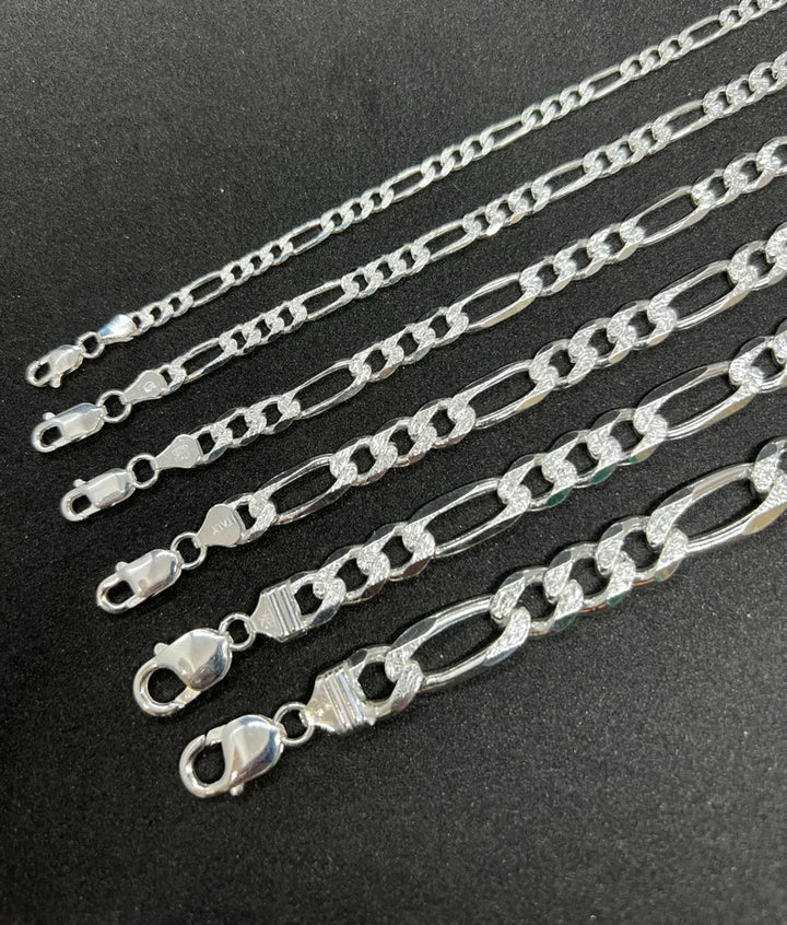925 STERLING SILVER FIGARO DIA CUT BRACELETS
