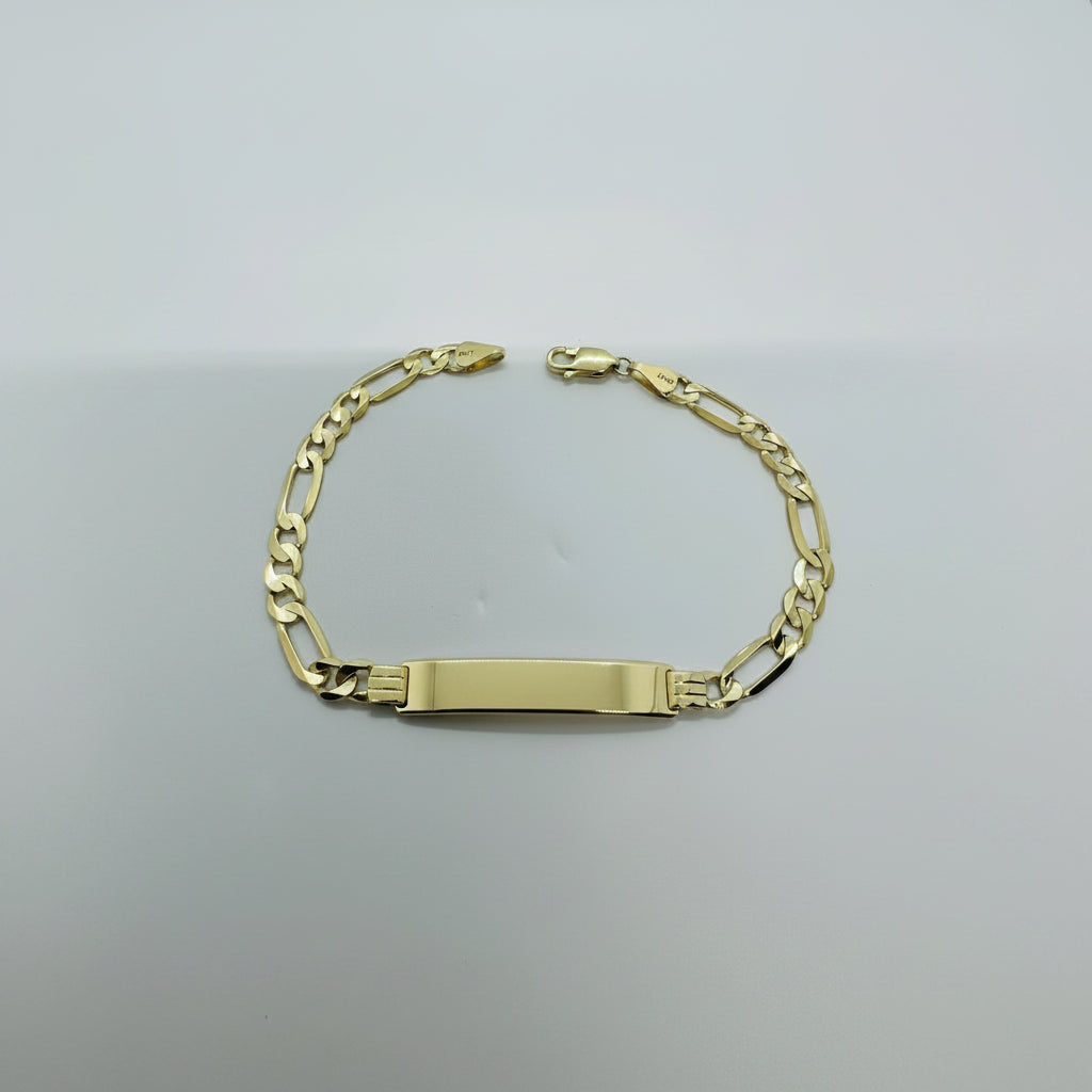 GOLD ID FIGARO BABY BRACELETS 10K / 14K YELLOW GOLD