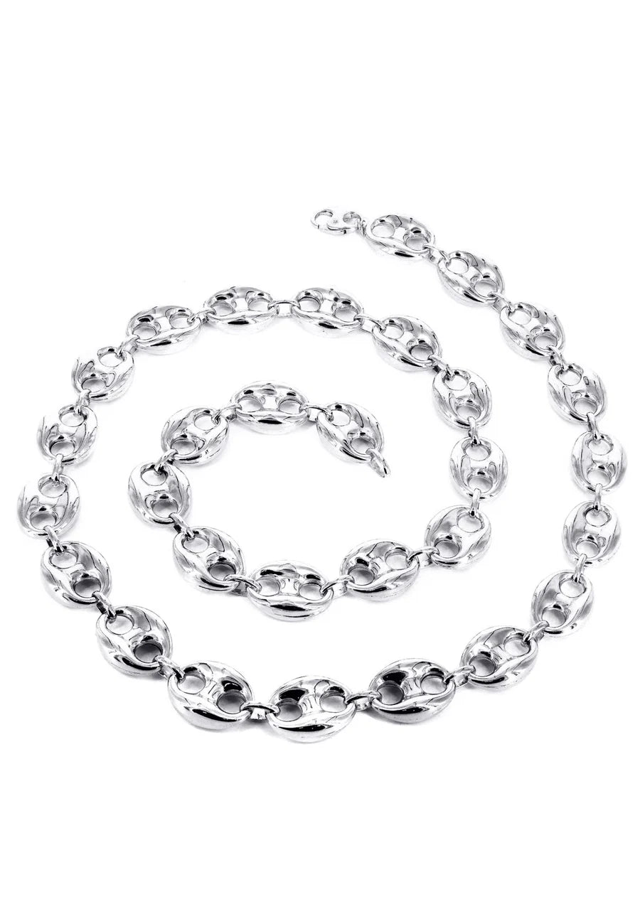 WHITE GOLD SEMI SOLID PUFF CHAINS 10K / 14K GOLD