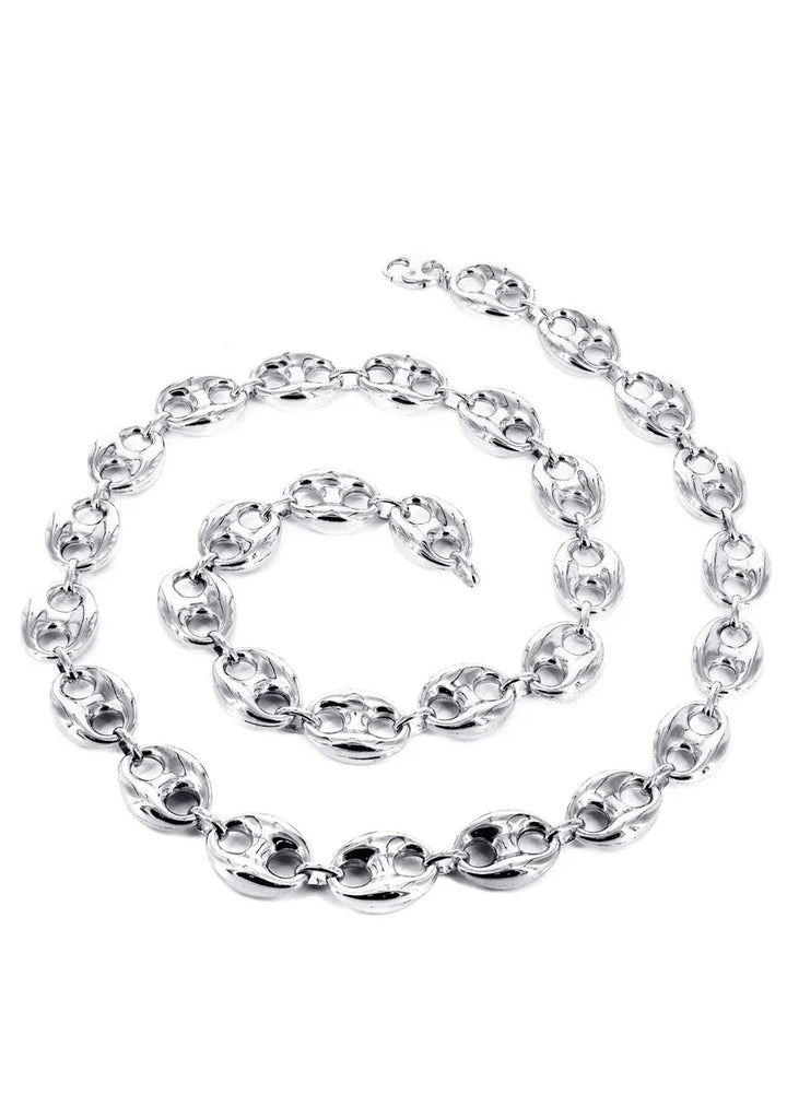 WHITE GOLD SEMI SOLID PUFF CHAINS 10K / 14K GOLD