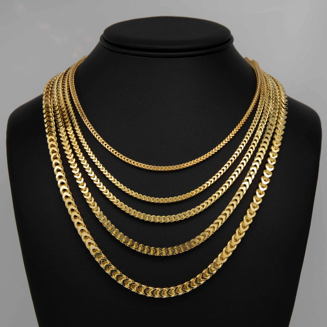 GOLD SEMI SOLID FRANCO CHAINS 10K / 14K
