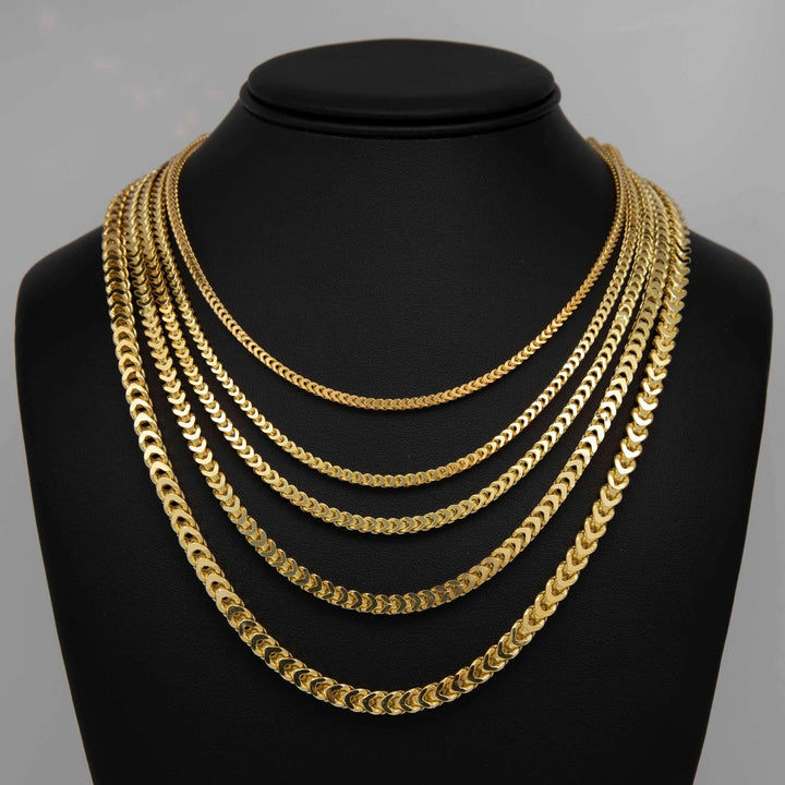 GOLD SEMI SOLID FRANCO CHAINS 10K / 14K