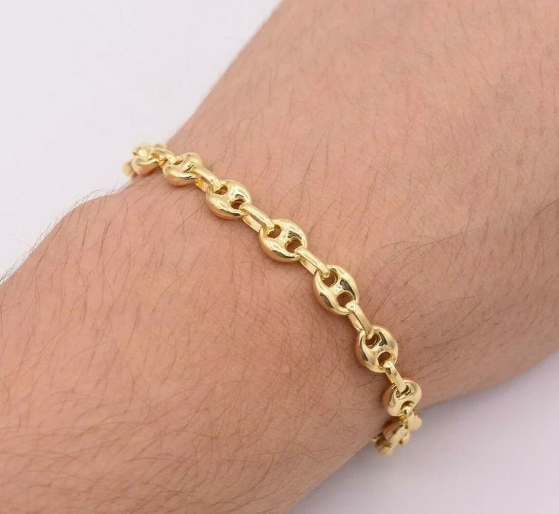 SEMI SOLID PUFF BRACELETS 10K / 14K YELLOW GOLD
