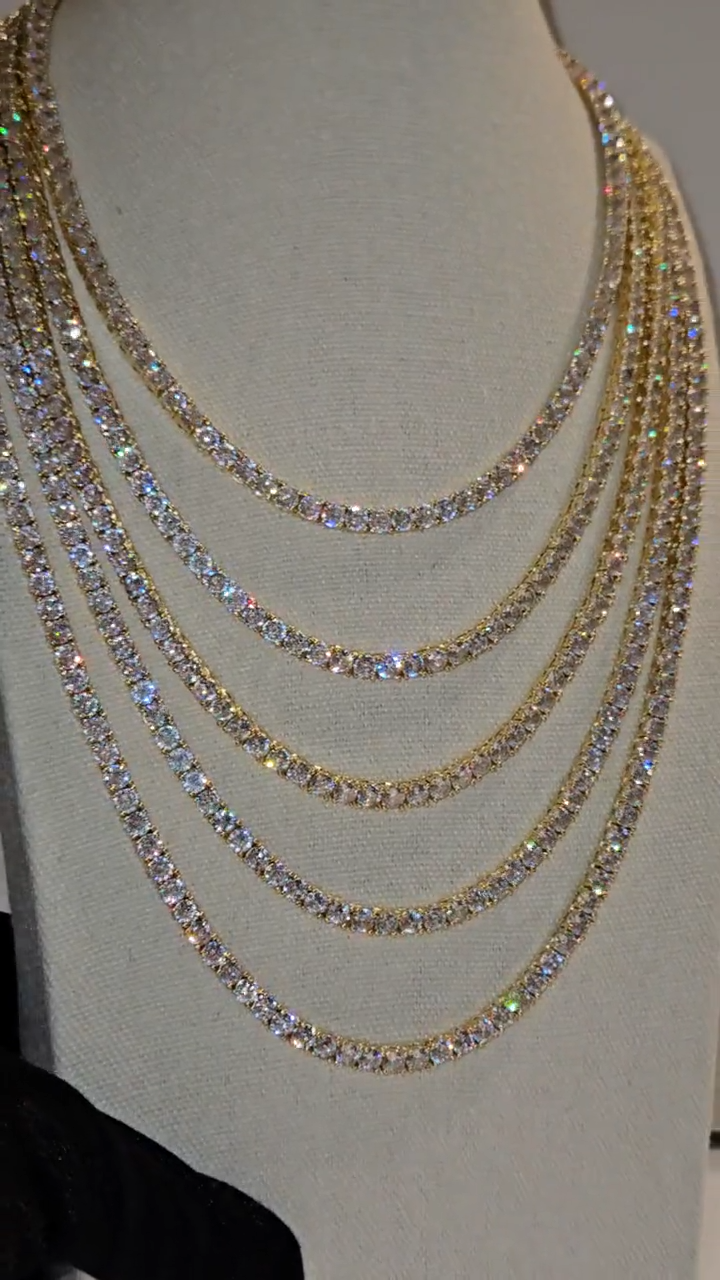 NATURAL DIAMOND TENNIS CHAIN 14K YELLOW GOLD