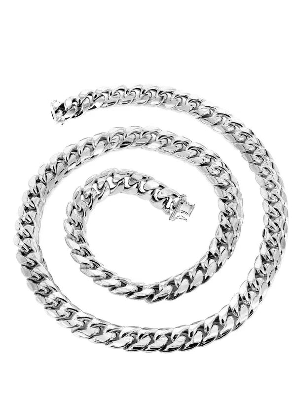 WHITE GOLD SEMI SOLID MIAMI CUBAN  CHAIN 10K / 14K GOLD