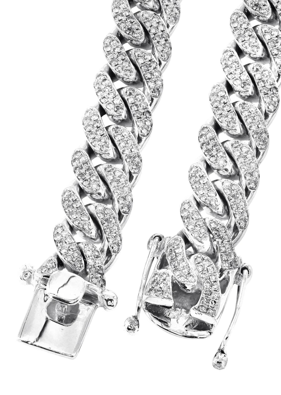 WHITE GOLD Natural Diamond Miami Cuban Link Chain — 10K / 14K CUSTOMIZABLE