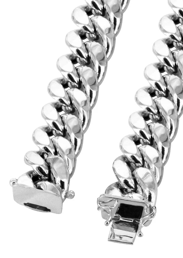 WHITE GOLD SEMI SOLID MIAMI CUBAN  CHAIN 10K / 14K GOLD