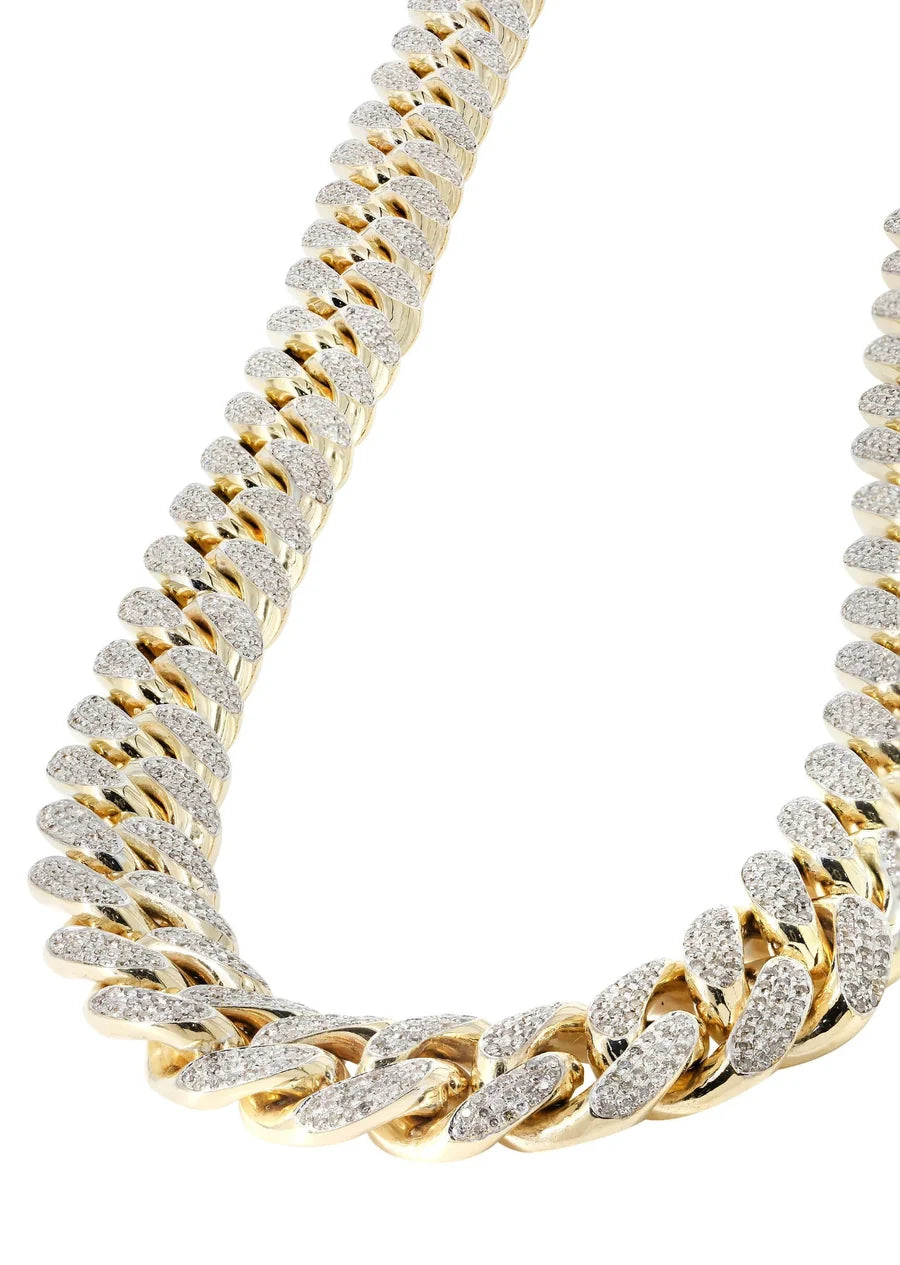 NATURAL DIAMOND MIAMI CUBAN LINK CHAIN 10K / 14K GOLD (10MM-20MM)