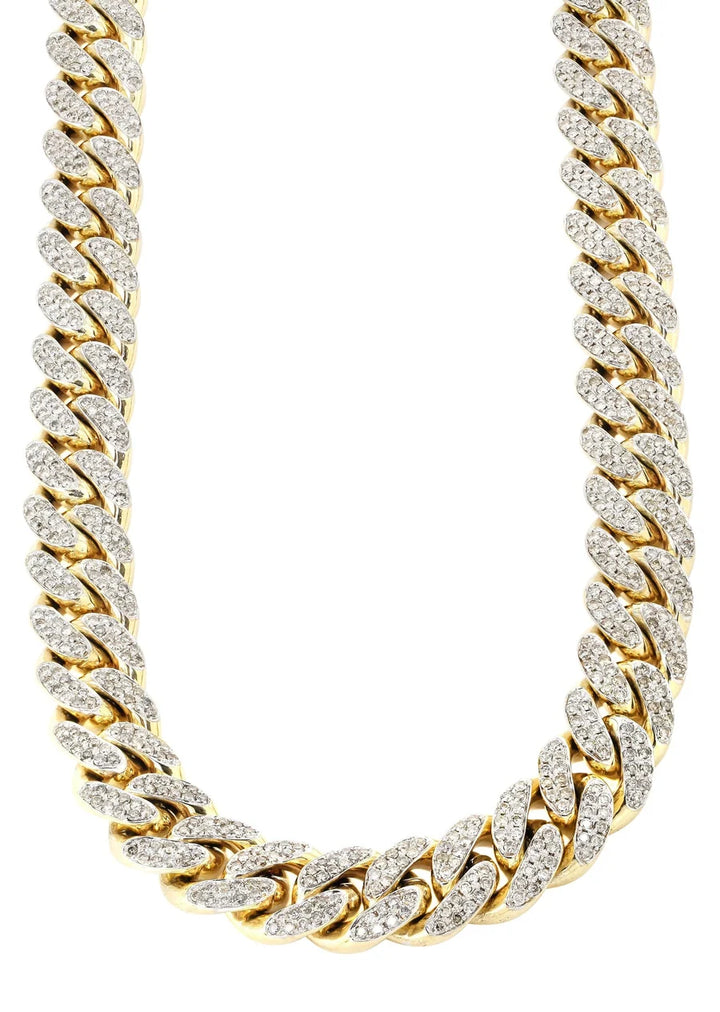 NATURAL DIAMOND MIAMI CUBAN LINK CHAIN 10K / 14K GOLD (10MM-20MM)