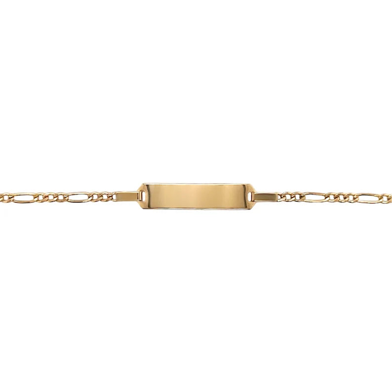 GOLD ID FIGARO BABY BRACELETS 10K / 14K YELLOW GOLD