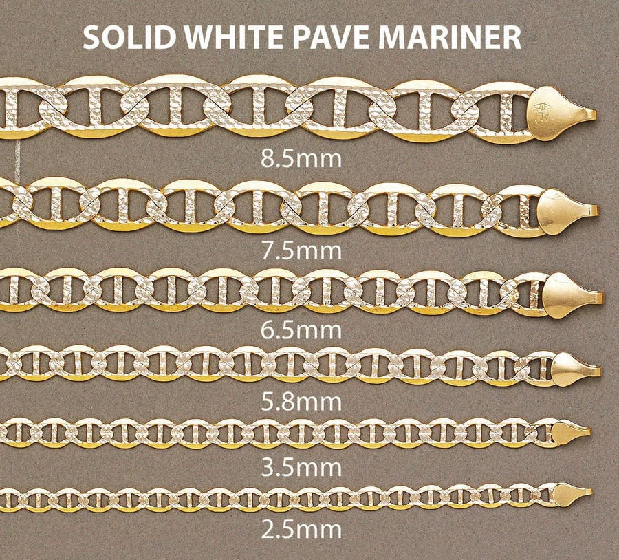 GOLD SOLID DIAMOND CUT MARINER CHAIN 10K / 14K GOLD