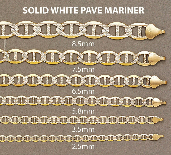 GOLD SOLID DIAMOND CUT MARINER CHAIN 10K / 14K GOLD