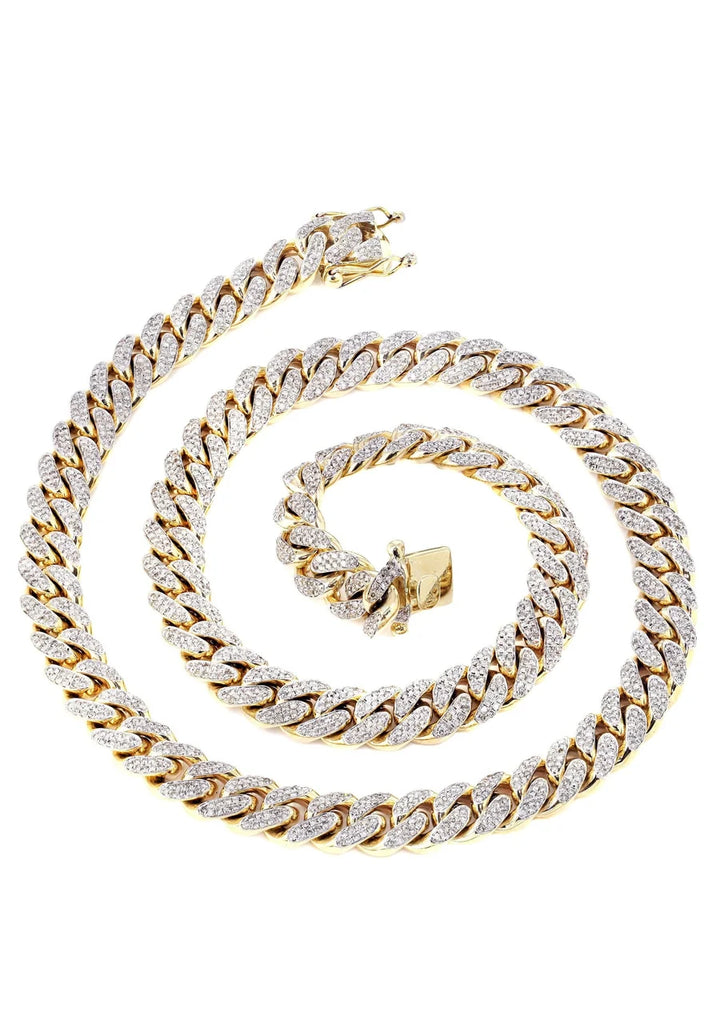 NATURAL DIAMOND MIAMI CUBAN LINK CHAIN 10K / 14K GOLD (10MM-20MM)