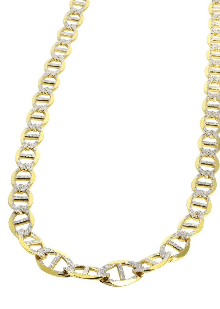GOLD SOLID DIAMOND CUT MARINER CHAIN 10K / 14K GOLD