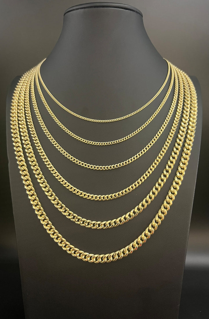 GOLD SEMI SOLID MIAMI CUBAN LINK CHAIN 10K / 14K