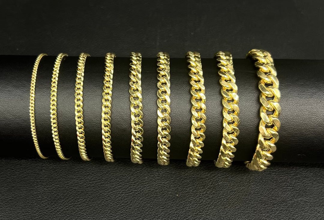 SEMI SOLID MIAMI CUBAN 10K /14K YELLOW GOLD BRACELETS