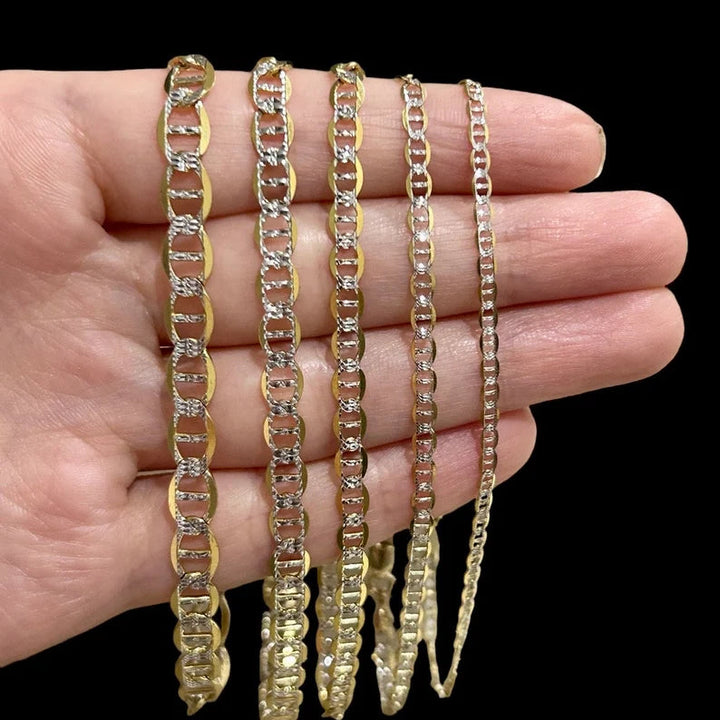 SOLID MARINER DIAMOND CUT BRACELETS 10K / 14K YELLOW GOLD