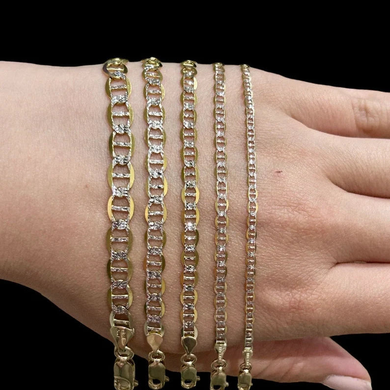 SOLID MARINER DIAMOND CUT BRACELETS 10K / 14K YELLOW GOLD