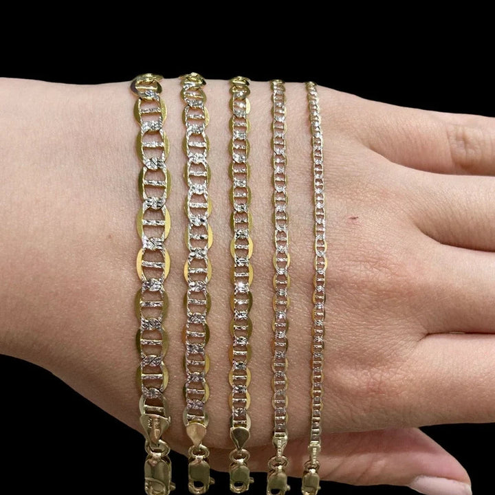 SOLID MARINER DIAMOND CUT BRACELETS 10K / 14K YELLOW GOLD