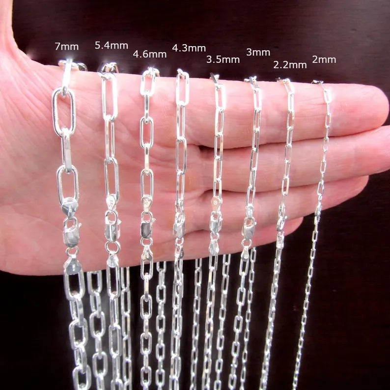 925 STERLING SILVER PAPER CLIP CHAIN