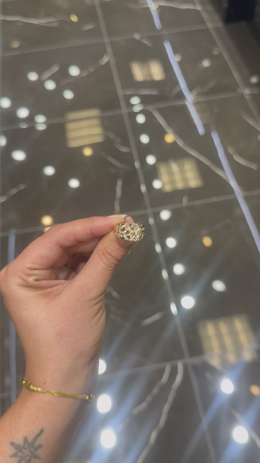 10K SQUARE NUGGET RING