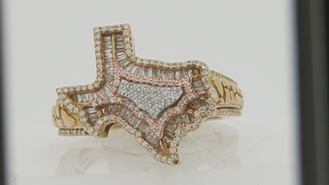 10K YELLOW GOLD 1.05 CTW TEXAS DIAMOND RING
