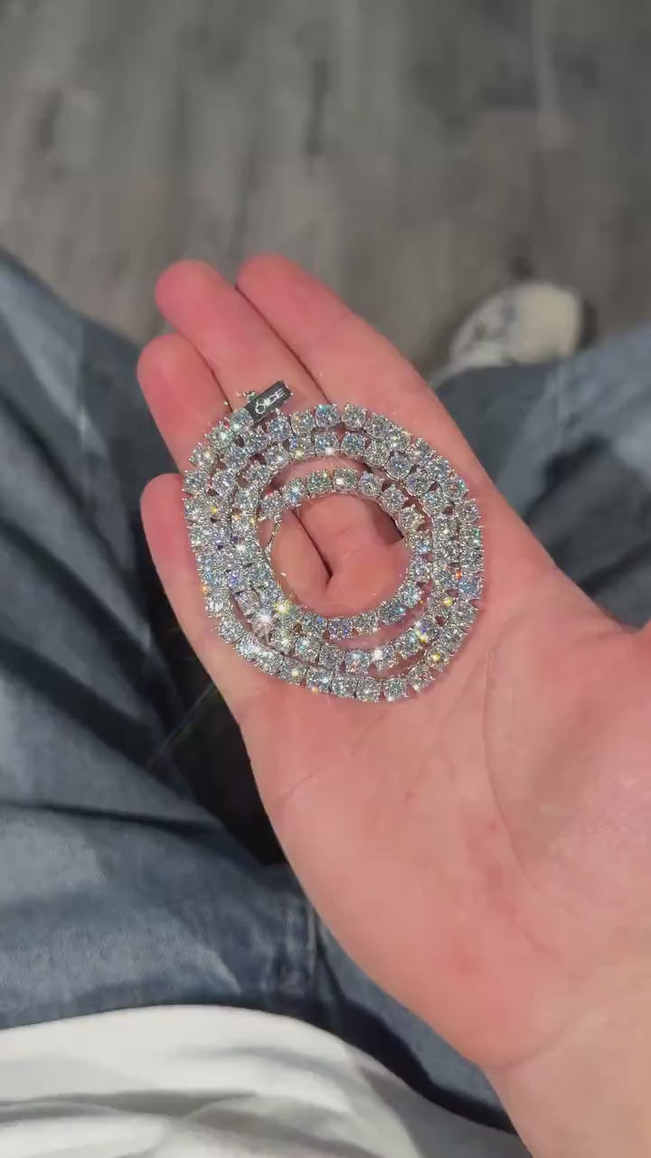 NATURAL DIAMOND TENNIS CHAIN 14K WHITE  GOLD