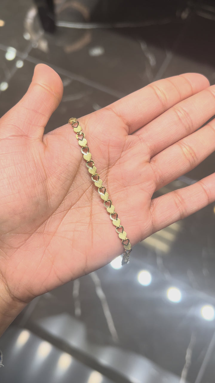 10K Y/G TWO TONE HEART BRACELET