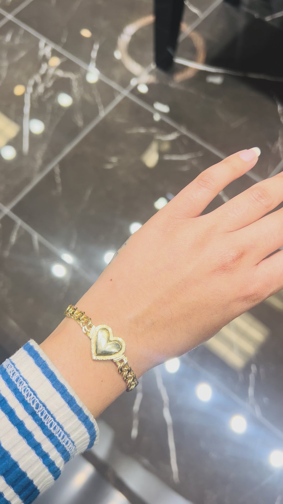 10K Y/G heart chino bracelet