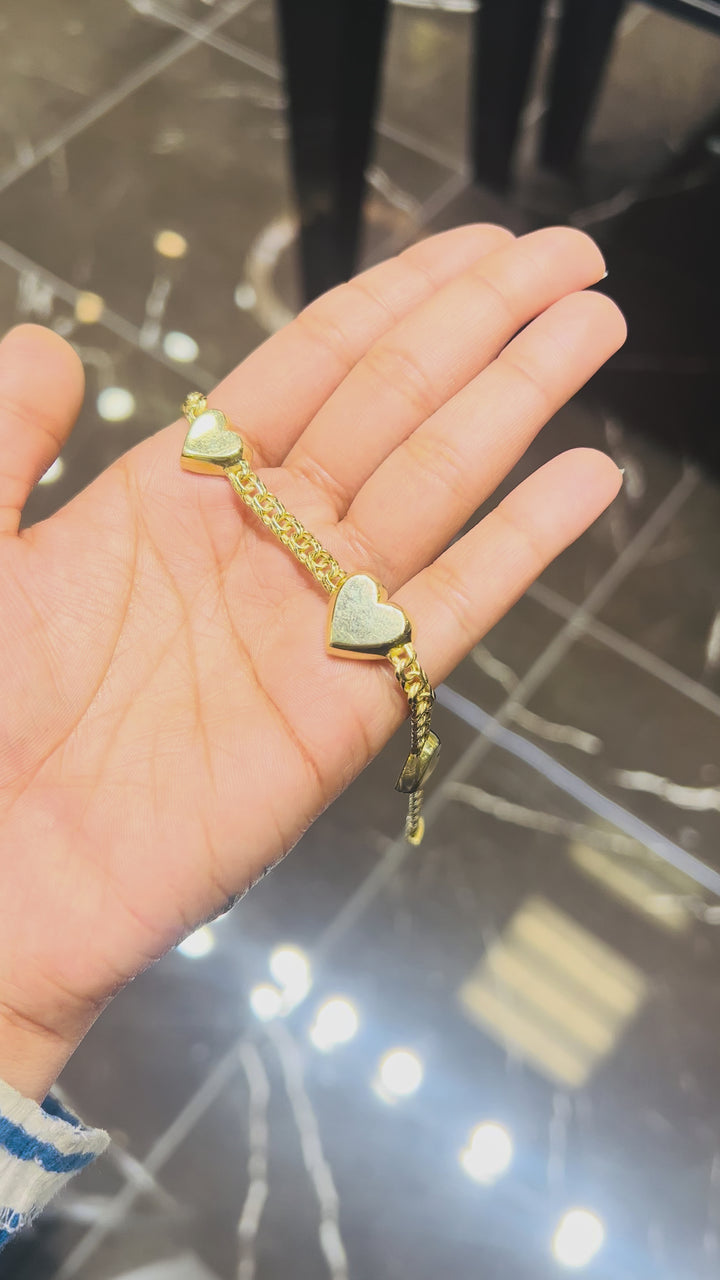 10K Y/G CHINO TRIPLE HEART BRACELET