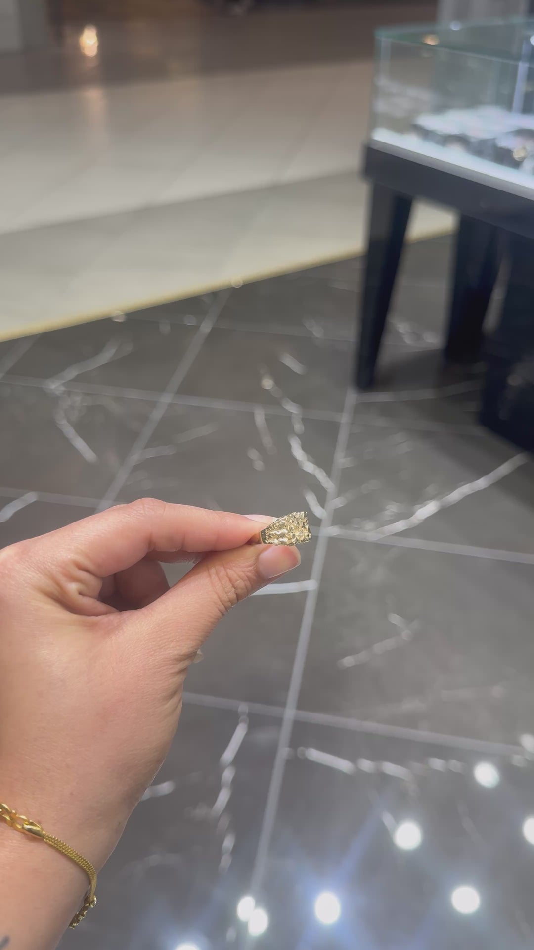 10K SQUARE NUGGET RING