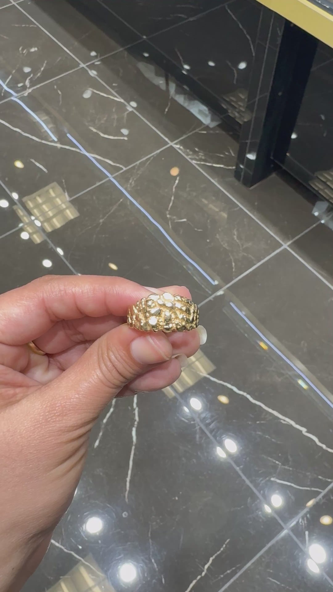 14K SQUARE NUGGET RING