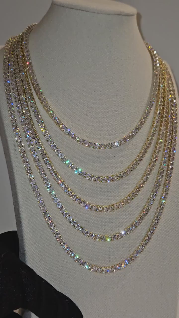NATURAL DIAMOND TENNIS CHAIN 14K YELLOW GOLD