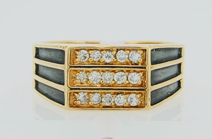 14K Y/G WITH BLACK ACCENT 0.50CT DIAMOND MENS RING
