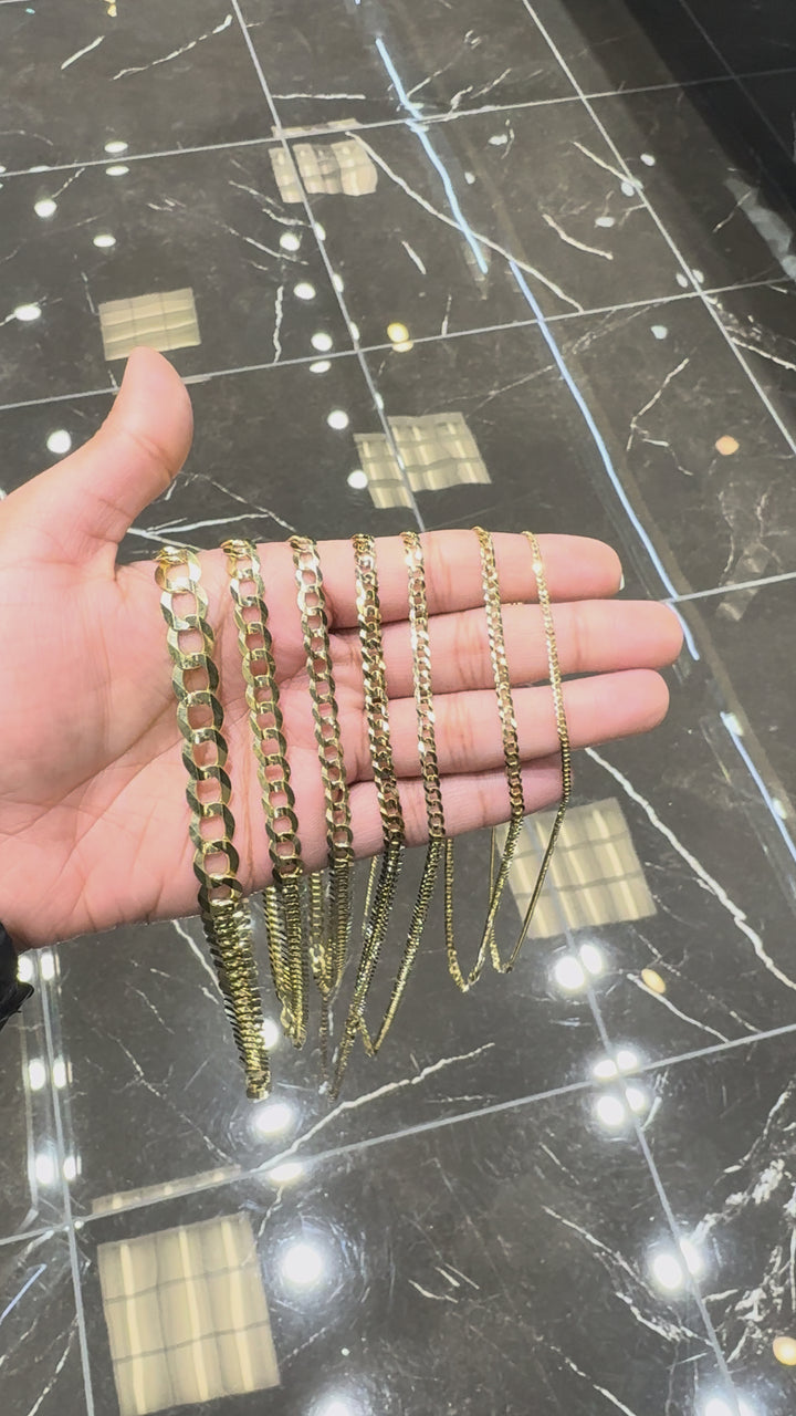 GOLD  SEMI SOLID CURB LINK CHAIN 10K / 14K GOLD