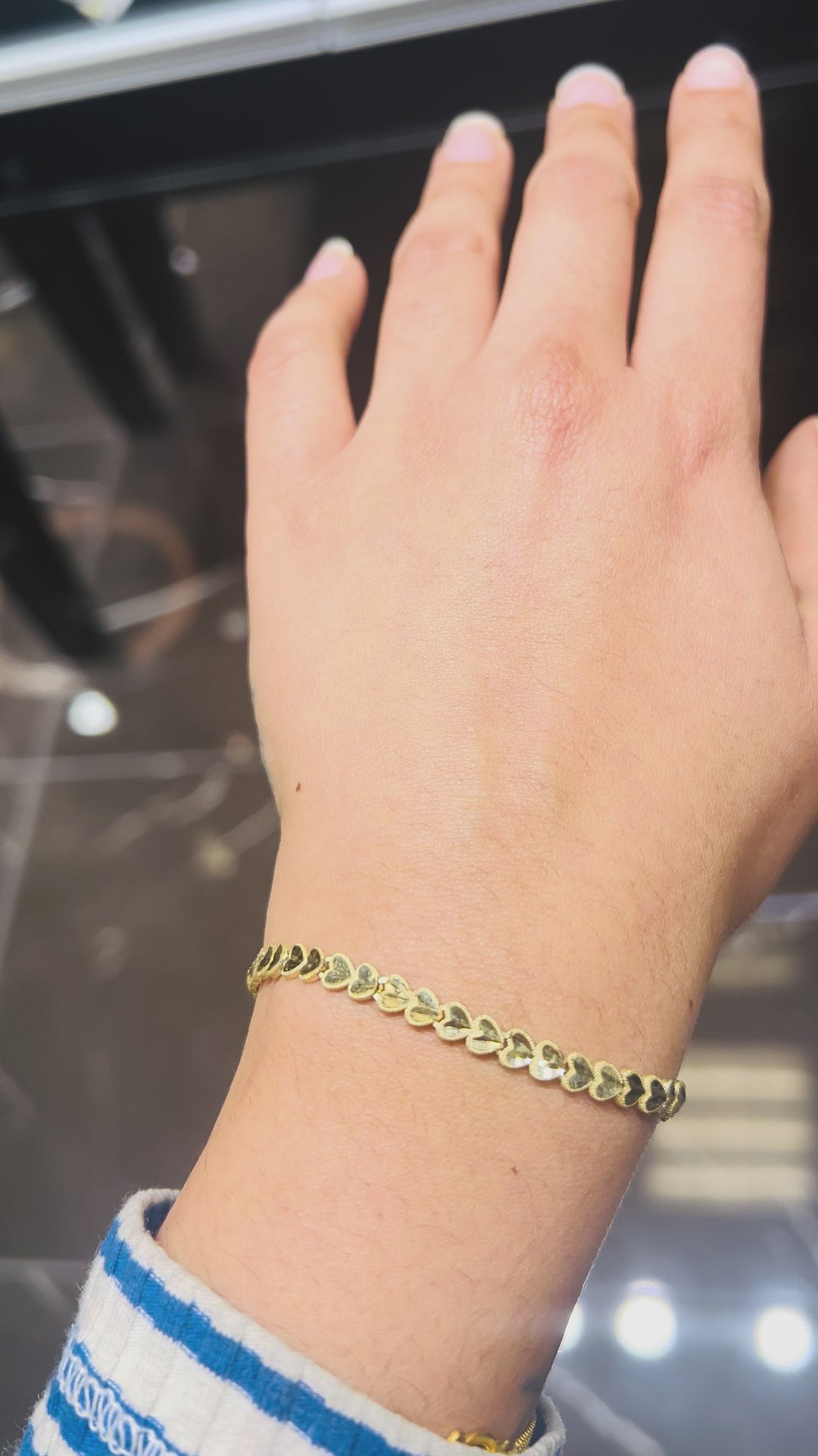 10K YELLOW GOLD HEART FANCY BRACELET